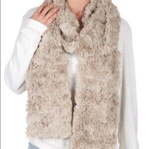 dylan beige faux fur soft scarf 88”